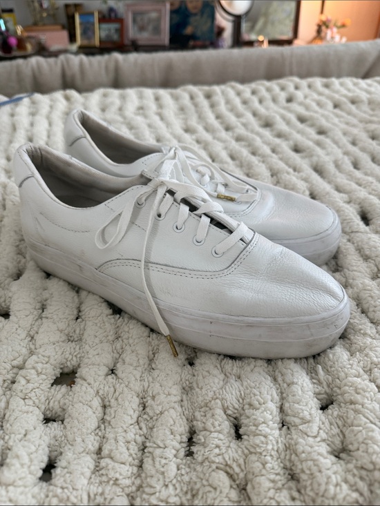 Keds Shoes - Keds White Leather  Lace-Up Sneakers